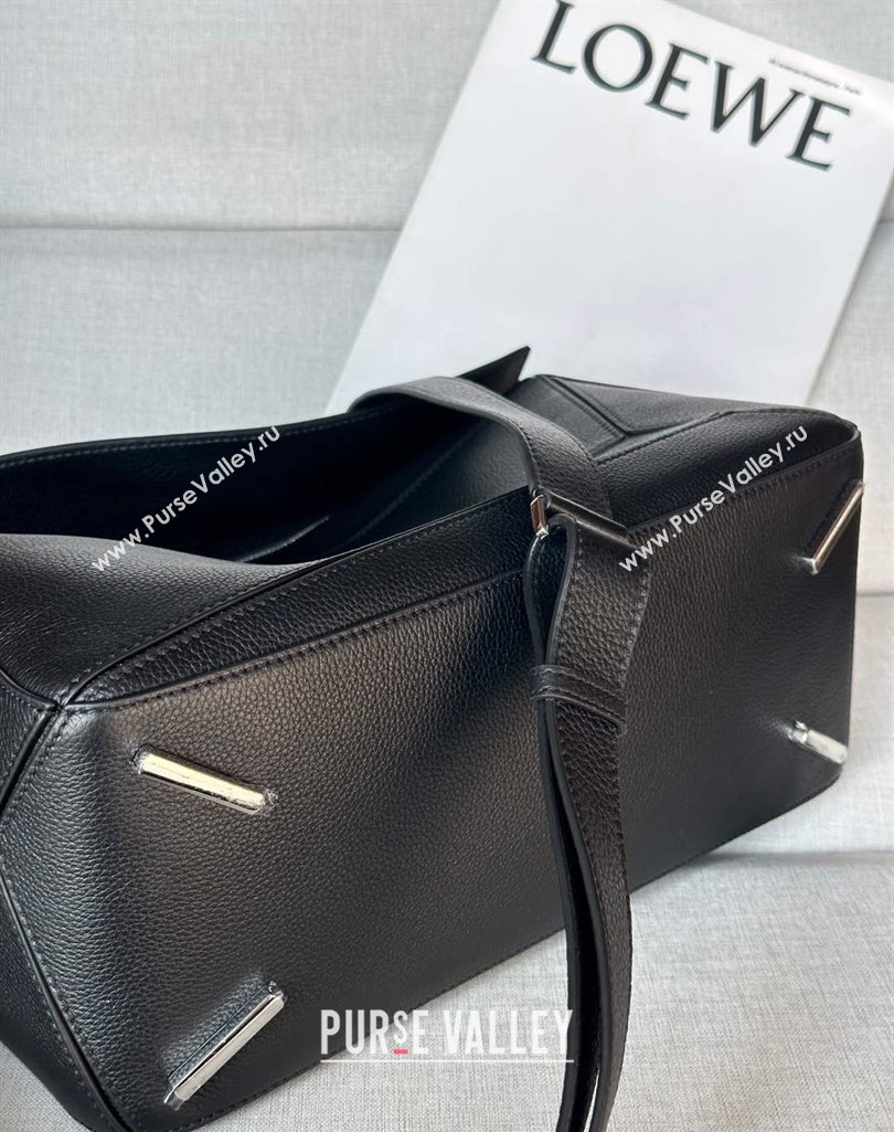 Loewe Large Puzzle Edge bag in supple grained calfskin Black 2025 061606 (nana-250408044)