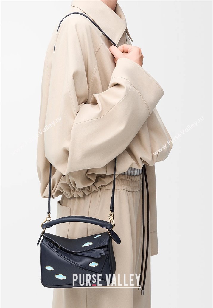 Loewe Mini Puzzle Edge embroidered bag in classic calfskin Black 2025 10173 (nana-250408045)