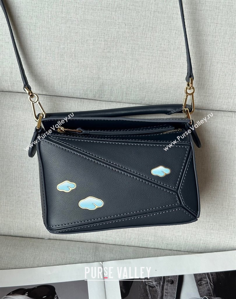 Loewe Mini Puzzle Edge embroidered bag in classic calfskin Black 2025 10173 (nana-250408045)
