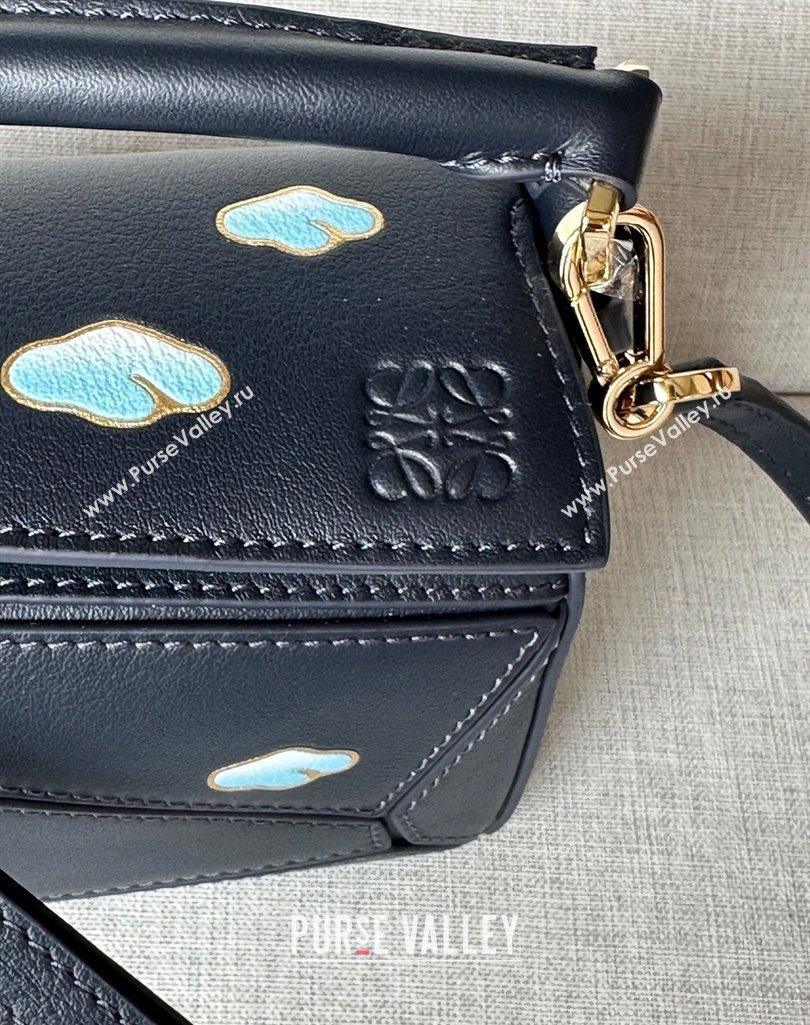 Loewe Mini Puzzle Edge embroidered bag in classic calfskin Black 2025 10173 (nana-250408045)