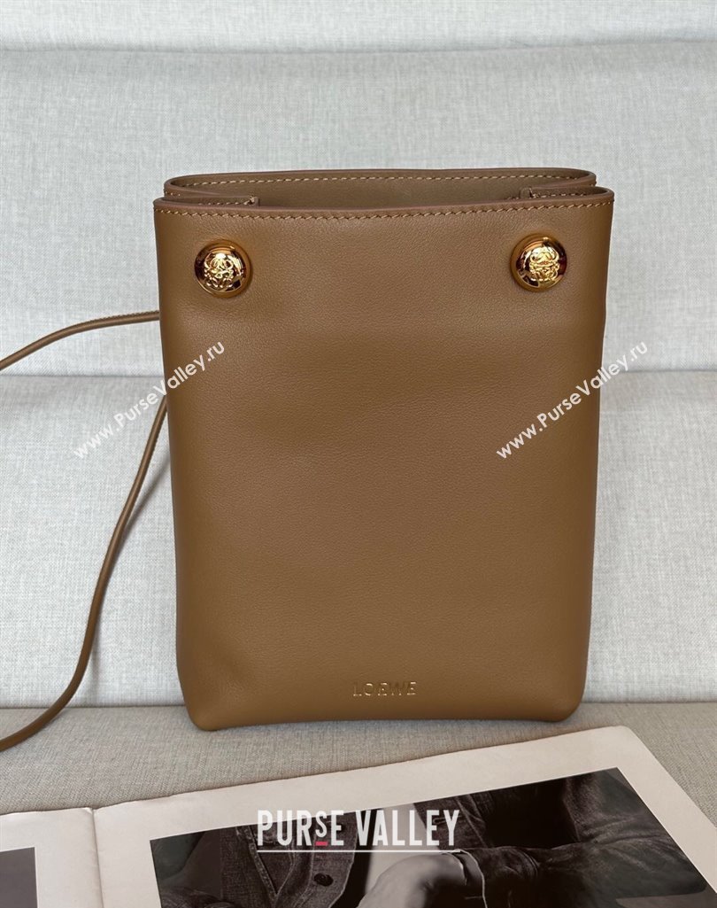 Loewe Pebble pouch Mini Bag in Smooth Calfskin Oak Brown 2025 9531 (nana-250408024)