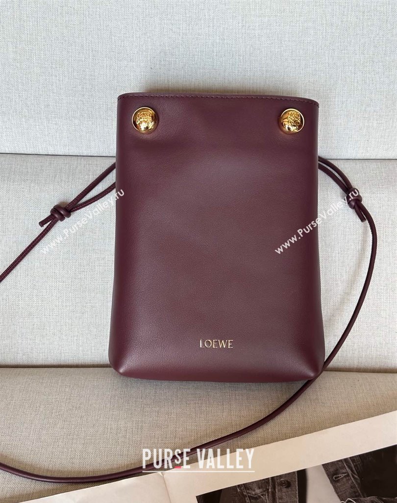 Loewe Pebble pouch Mini Bag in Smooth Calfskin Dark Burgundy 2025 9531 (nana-250408025)