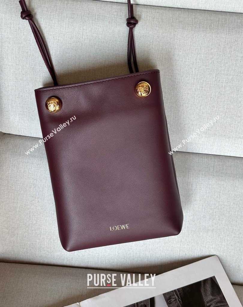 Loewe Pebble pouch Mini Bag in Smooth Calfskin Dark Burgundy 2025 9531 (nana-250408025)