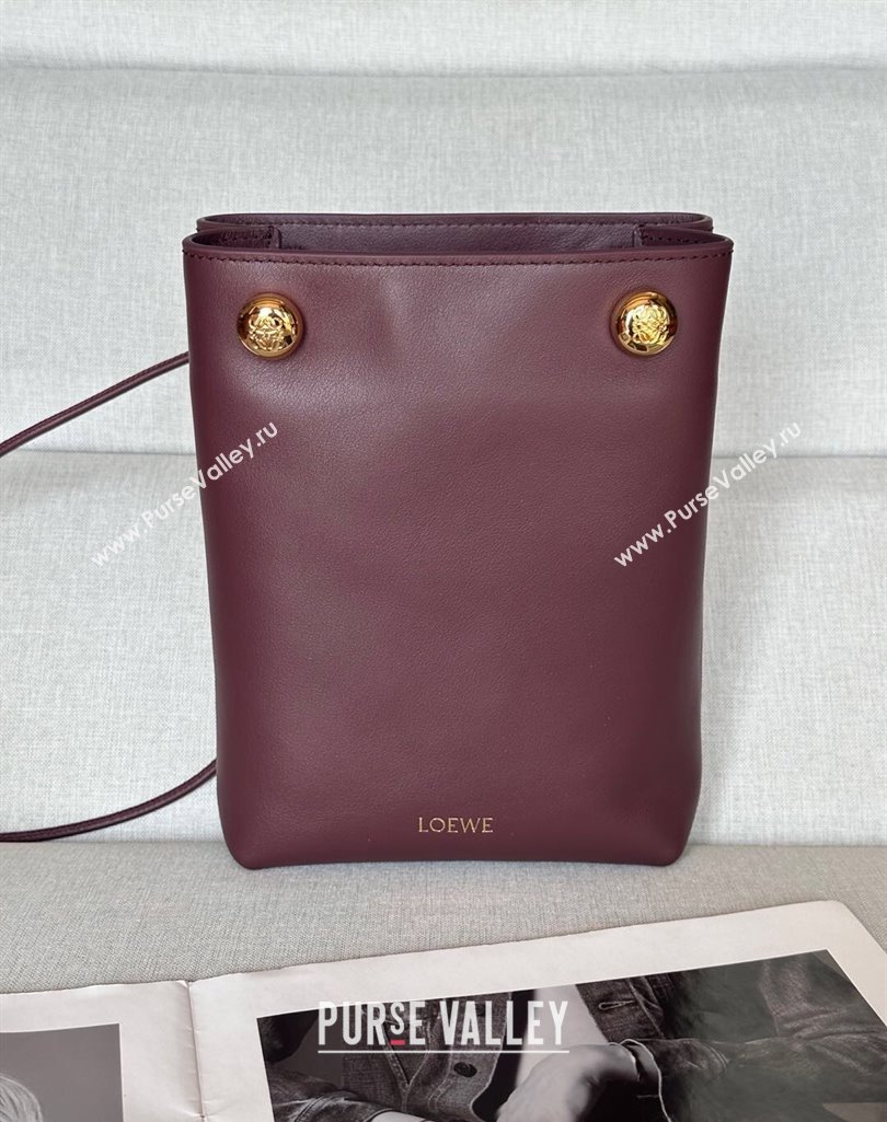 Loewe Pebble pouch Mini Bag in Smooth Calfskin Dark Burgundy 2025 9531 (nana-250408025)