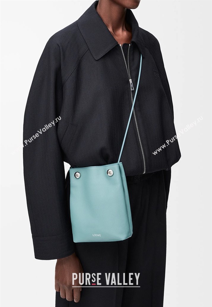 Loewe Pebble pouch Mini Bag in Smooth Calfskin Water Blue 2025 9531 (nana-250408023)