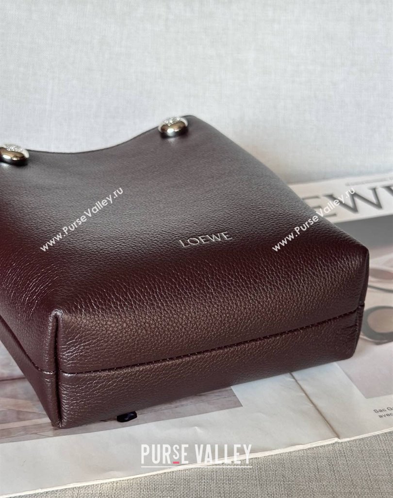 Loewe Pebble pouch Mini Bag in Grained Calfskin Oxblood 2025 9531 (nana-250408027)