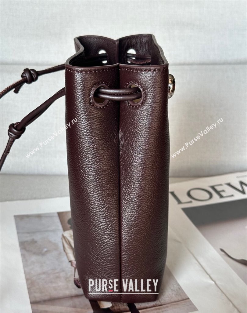 Loewe Pebble pouch Mini Bag in Grained Calfskin Oxblood 2025 9531 (nana-250408027)