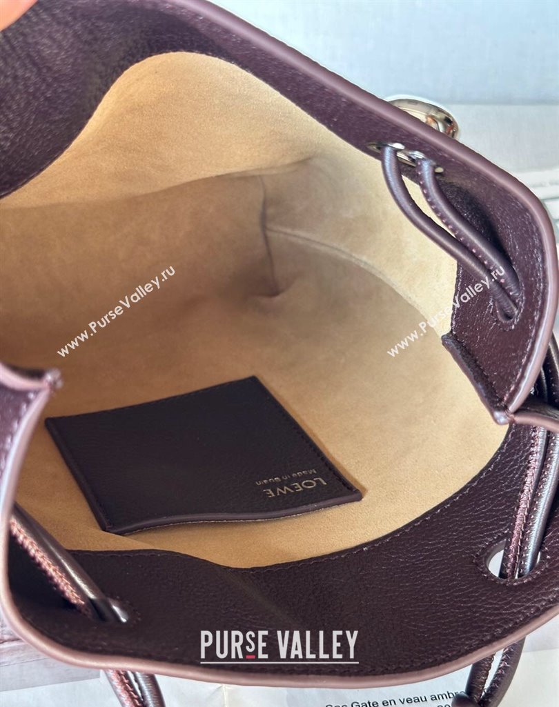 Loewe Pebble pouch Mini Bag in Grained Calfskin Oxblood 2025 9531 (nana-250408027)