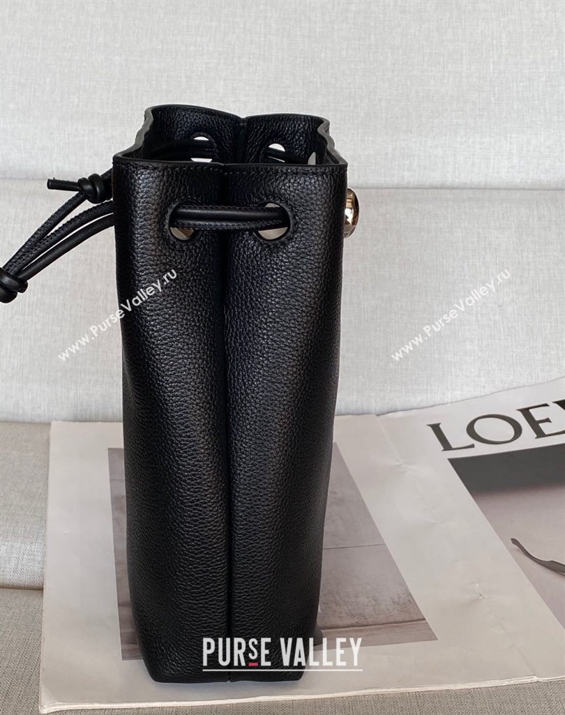 Loewe Pebble pouch Mini Bag in Grained Calfskin Black 2025 9531 (nana-250408029)