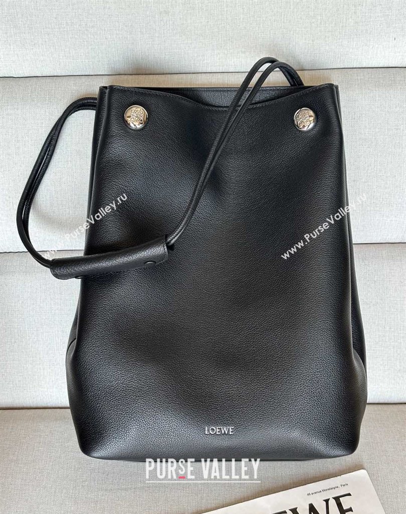 Loewe Large Pebble Hobo Bag in Soft Grained Calfskin Black 2025 9530 (nana-250408030)
