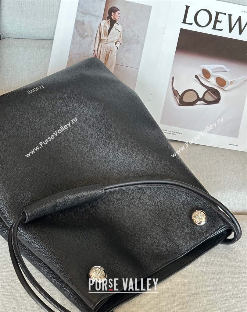 Loewe Large Pebble Hobo Bag in Soft Grained Calfskin Black 2025 9530 (nana-250408030)