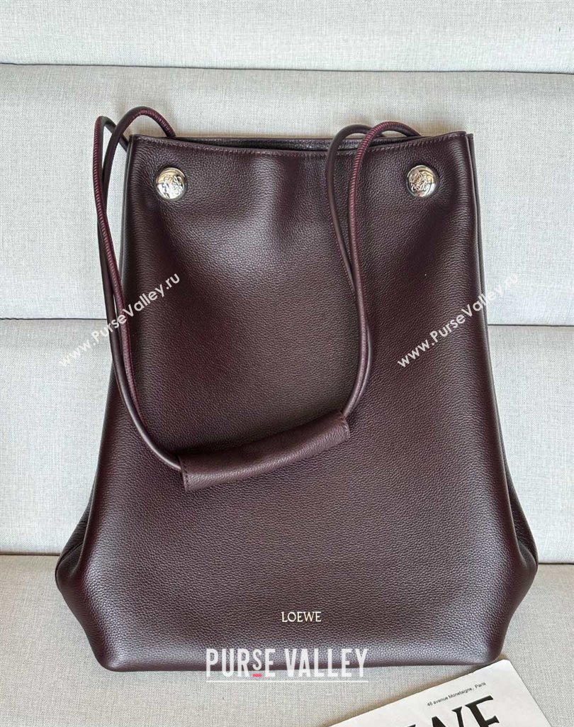 Loewe Large Pebble Hobo Bag in Soft Grained Calfskin Oxblood 2025 9530 (nana-250408031)