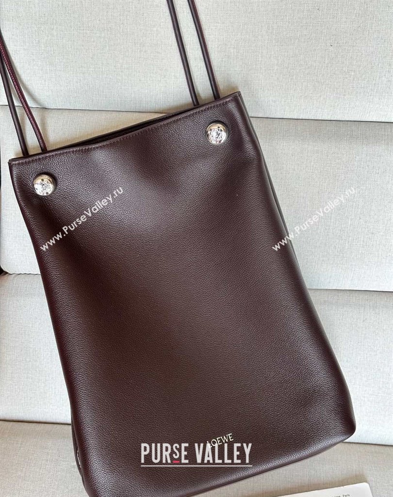 Loewe Large Pebble Hobo Bag in Soft Grained Calfskin Oxblood 2025 9530 (nana-250408031)