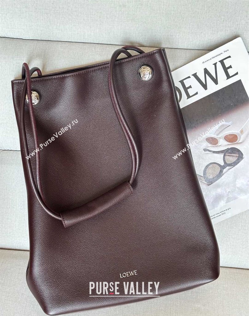 Loewe Large Pebble Hobo Bag in Soft Grained Calfskin Oxblood 2025 9530 (nana-250408031)