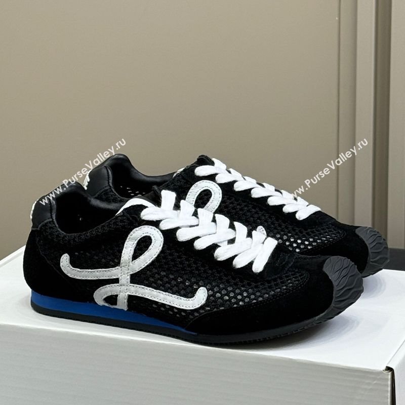 Loewe Ballet Runner 2.0 Sneakers in Mesh and Suede Black/White 2025 0605 (SS-250605077)