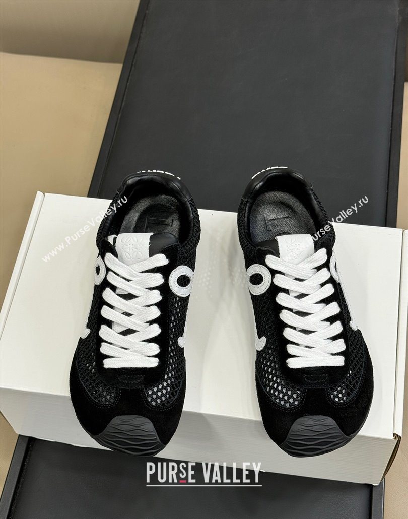 Loewe Ballet Runner 2.0 Sneakers in Mesh and Suede Black/White 2025 0605 (SS-250605077)