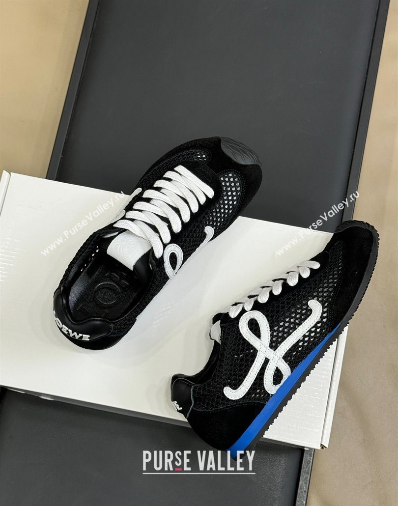 Loewe Ballet Runner 2.0 Sneakers in Mesh and Suede Black/White 2025 0605 (SS-250605077)
