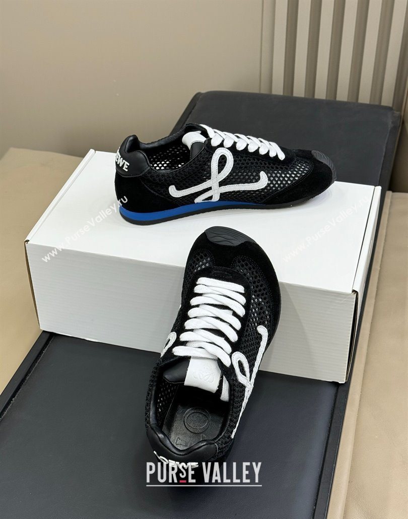 Loewe Ballet Runner 2.0 Sneakers in Mesh and Suede Black/White 2025 0605 (SS-250605077)