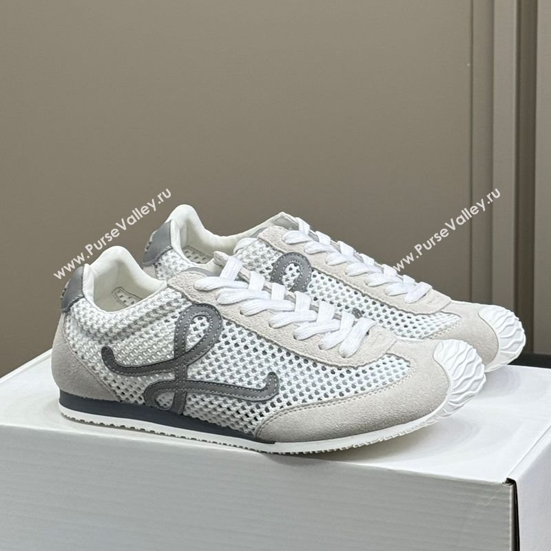Loewe Ballet Runner 2.0 Sneakers in Mesh and Suede White/Grey 2025 0605 (SS-250605075)