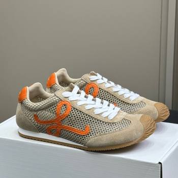 Loewe Ballet Runner 2.0 Sneakers in Mesh and Suede Beige/Orange 2025 0605 (SS-250605079)