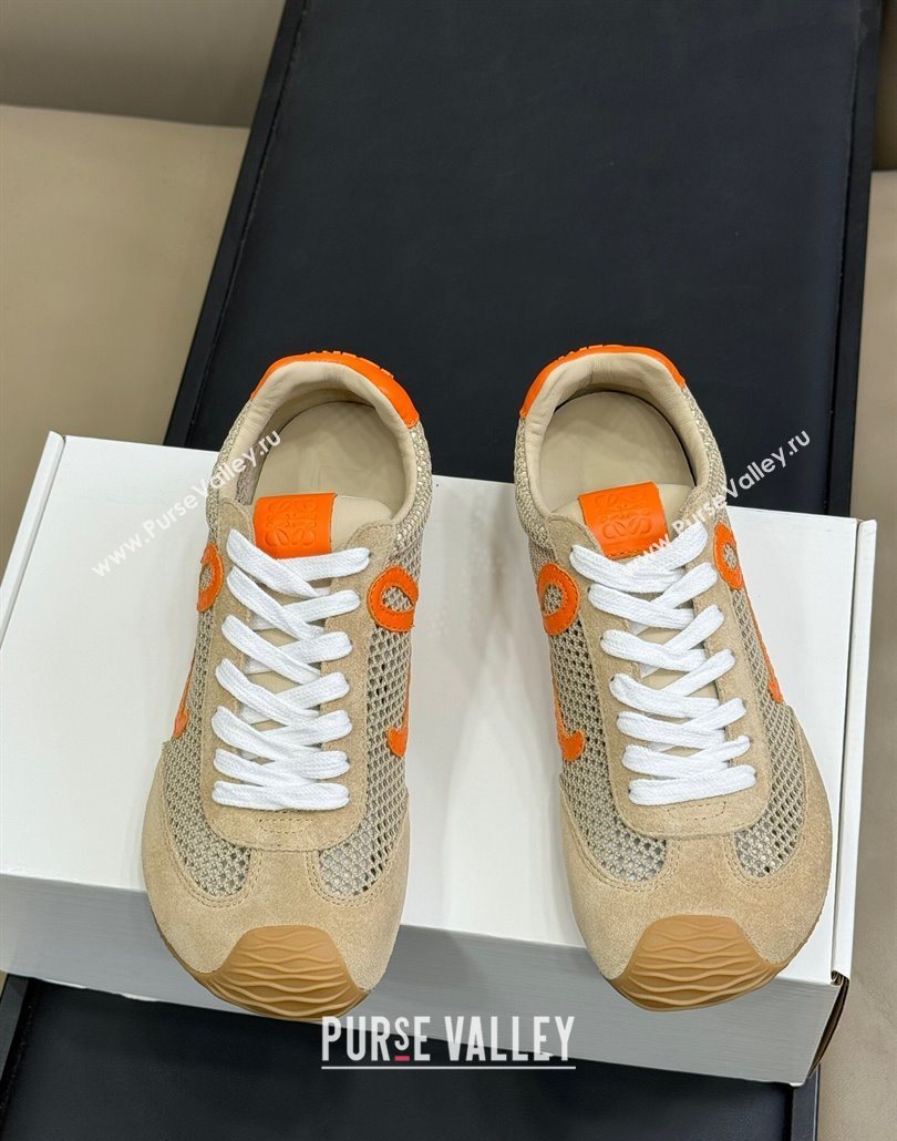 Loewe Ballet Runner 2.0 Sneakers in Mesh and Suede Beige/Orange 2025 0605 (SS-250605079)