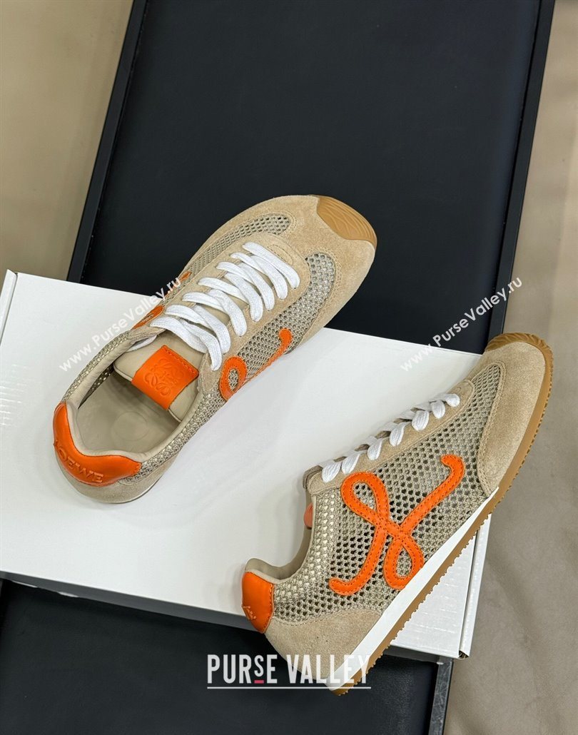 Loewe Ballet Runner 2.0 Sneakers in Mesh and Suede Beige/Orange 2025 0605 (SS-250605079)