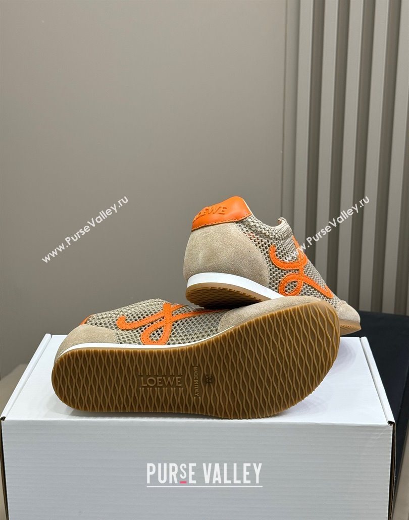 Loewe Ballet Runner 2.0 Sneakers in Mesh and Suede Beige/Orange 2025 0605 (SS-250605079)