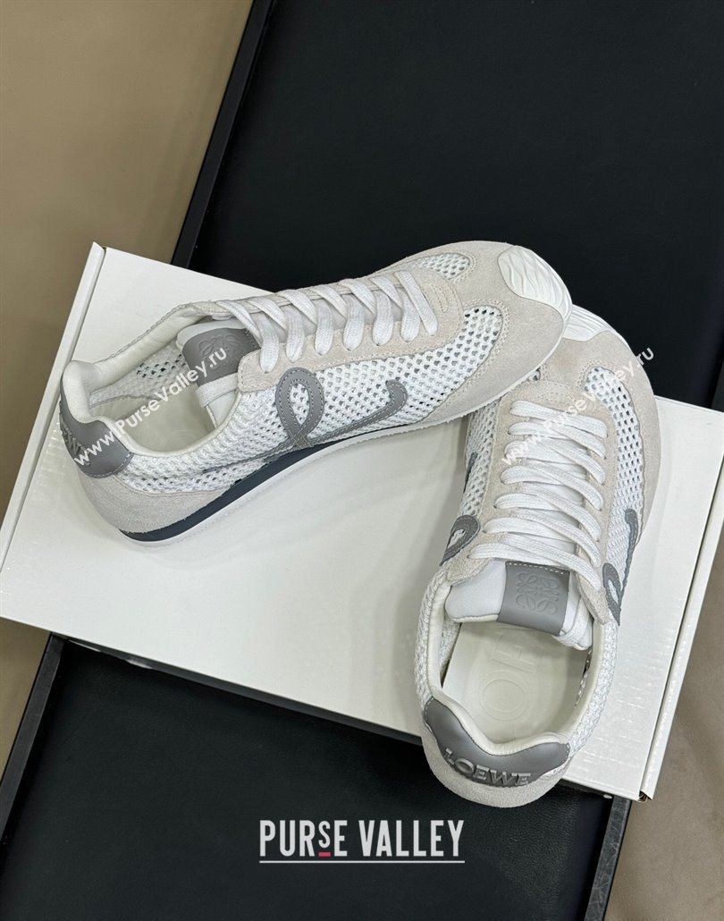 Loewe Ballet Runner 2.0 Sneakers in Mesh and Suede White/Grey 2025 0605 (SS-250605075)