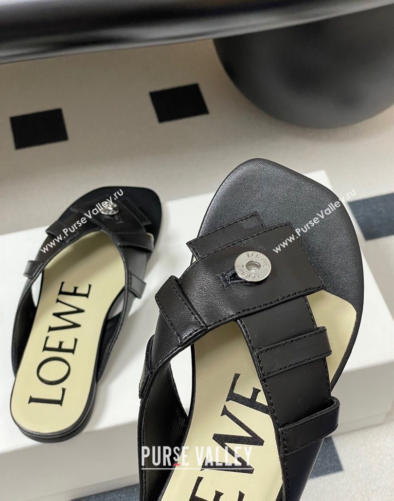 Loewe Toy Panta Toe post thong sandal in lambskin Black 2025 (KL-250605080)