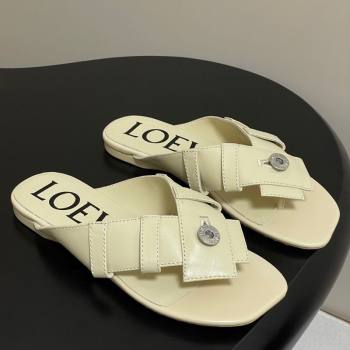 Loewe Toy Panta Toe post thong sandal in lambskin White 2025 (KL-250605081)