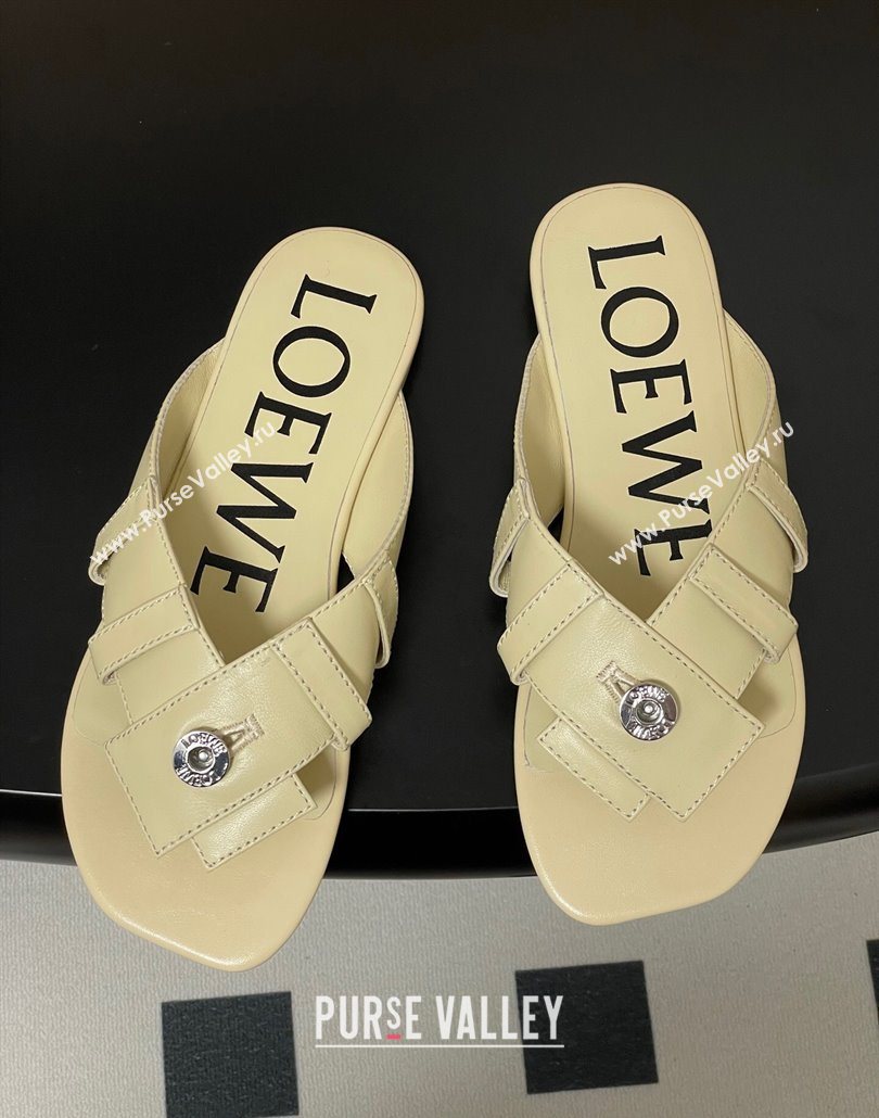 Loewe Toy Panta Toe post thong sandal in lambskin White 2025 (KL-250605081)