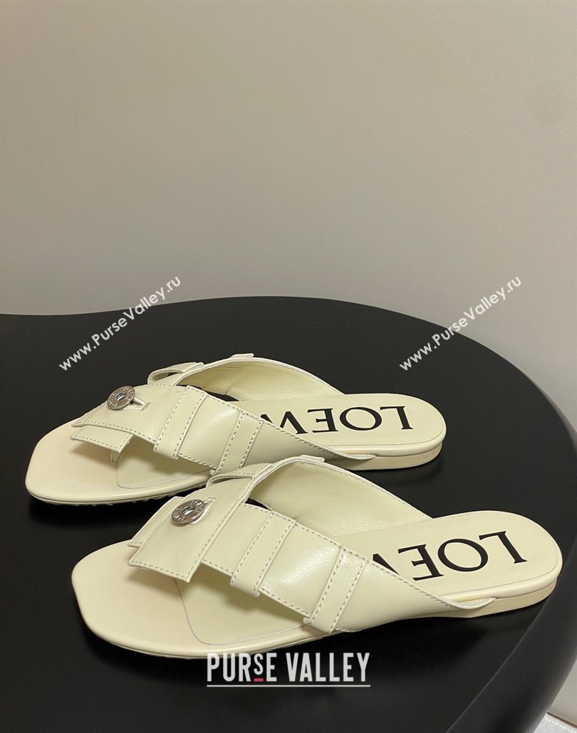 Loewe Toy Panta Toe post thong sandal in lambskin White 2025 (KL-250605081)