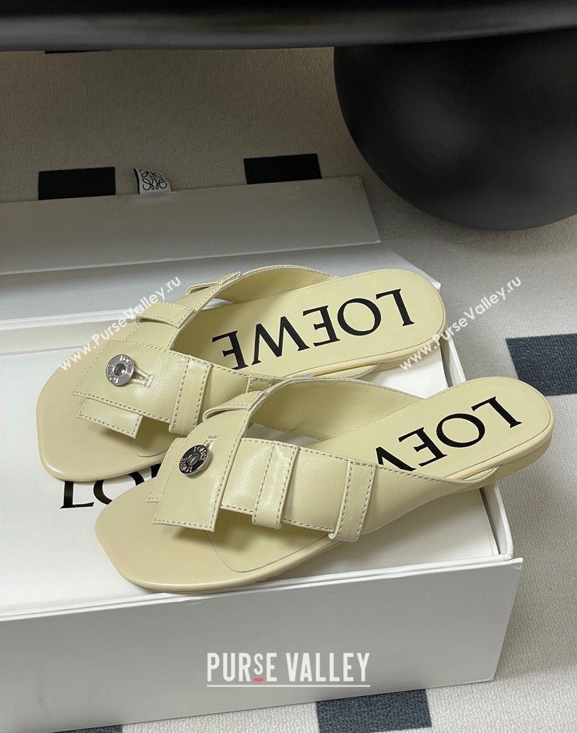 Loewe Toy Panta Toe post thong sandal in lambskin White 2025 (KL-250605081)