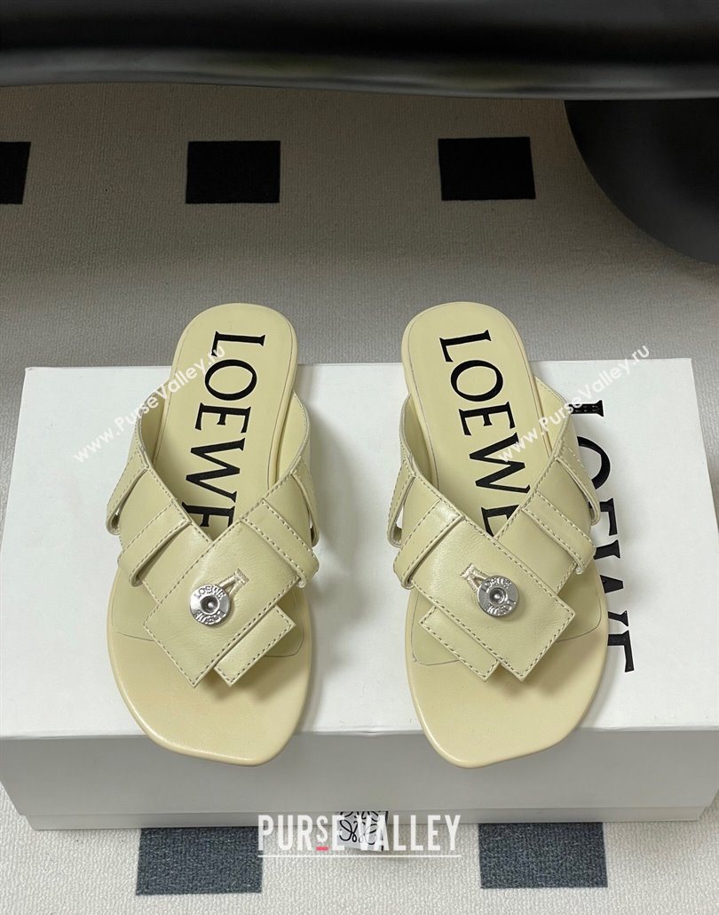 Loewe Toy Panta Toe post thong sandal in lambskin White 2025 (KL-250605081)