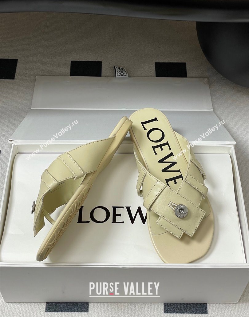 Loewe Toy Panta Toe post thong sandal in lambskin White 2025 (KL-250605081)