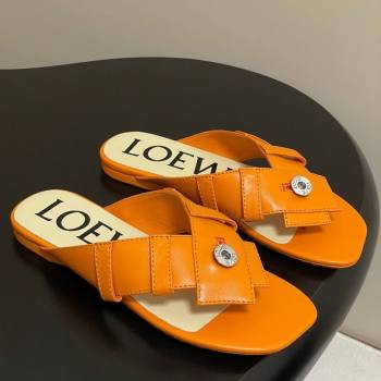 Loewe Toy Panta Toe post thong sandal in lambskin Orange 2025 (KL-250605082)