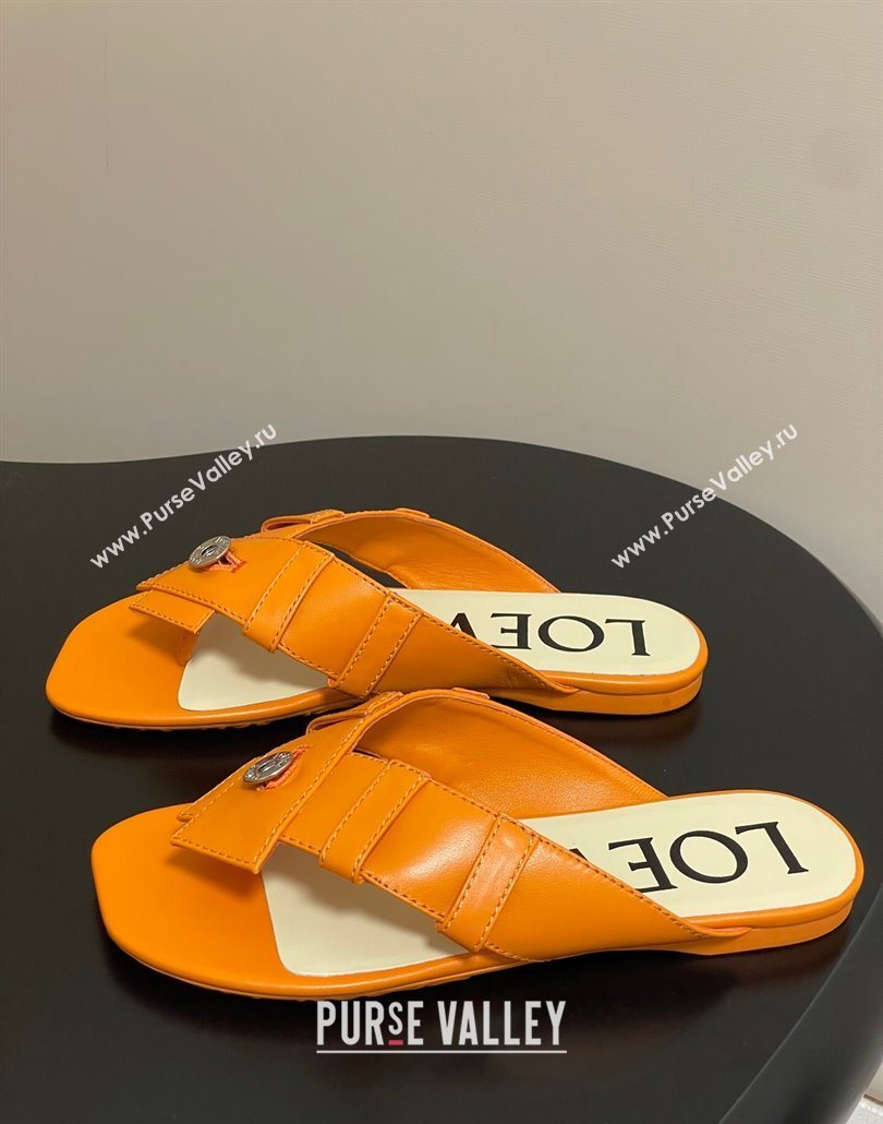 Loewe Toy Panta Toe post thong sandal in lambskin Orange 2025 (KL-250605082)