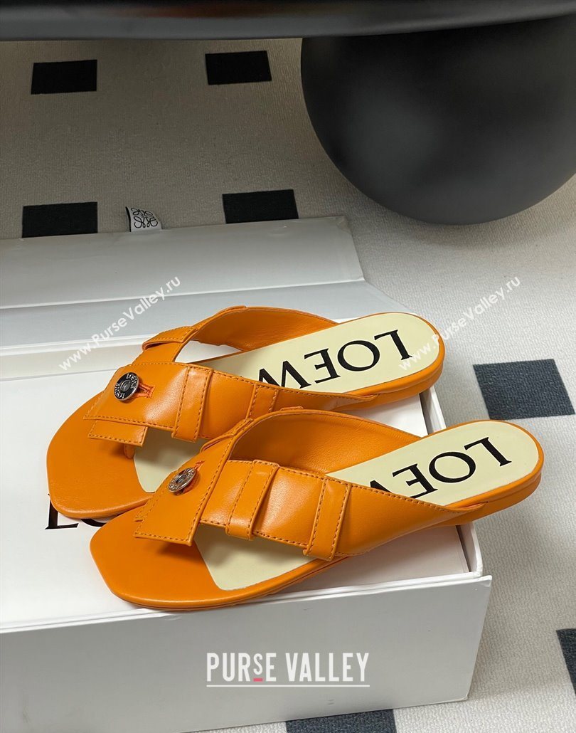 Loewe Toy Panta Toe post thong sandal in lambskin Orange 2025 (KL-250605082)