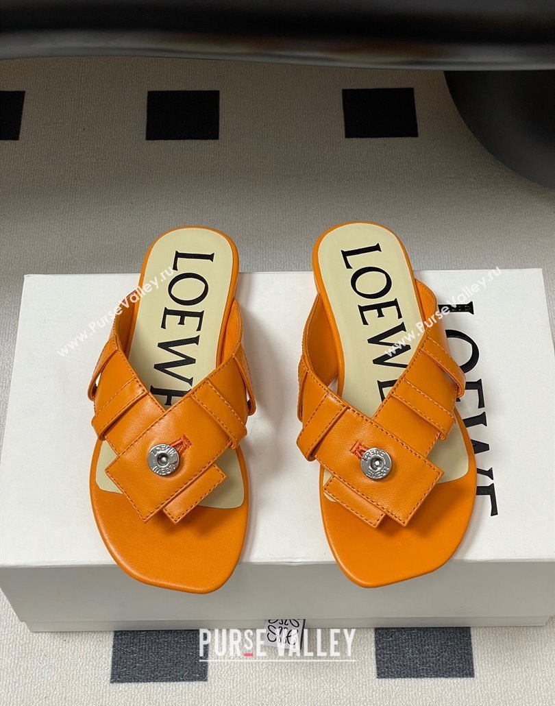 Loewe Toy Panta Toe post thong sandal in lambskin Orange 2025 (KL-250605082)