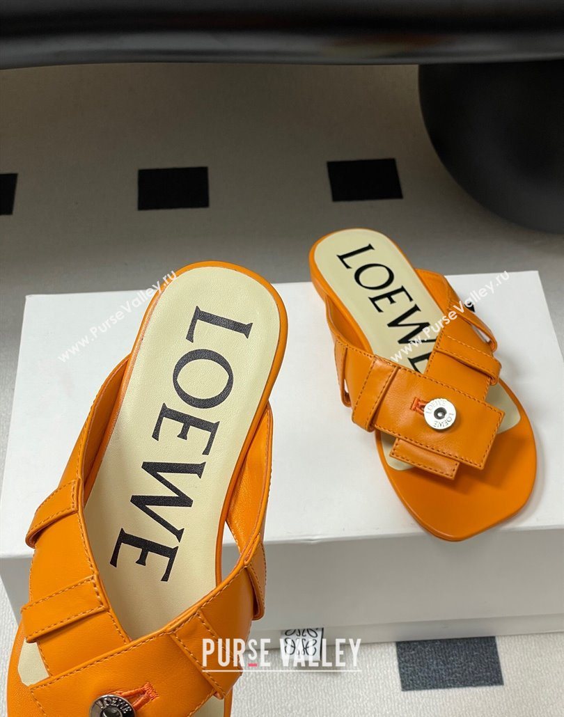 Loewe Toy Panta Toe post thong sandal in lambskin Orange 2025 (KL-250605082)