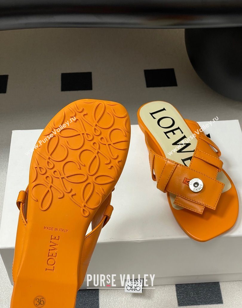 Loewe Toy Panta Toe post thong sandal in lambskin Orange 2025 (KL-250605082)