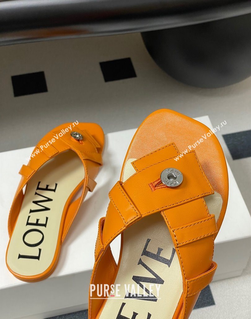 Loewe Toy Panta Toe post thong sandal in lambskin Orange 2025 (KL-250605082)