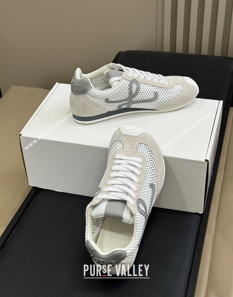 Loewe Ballet Runner 2.0 Sneakers in Mesh and Suede White/Grey 2025 0605 (SS-250605075)