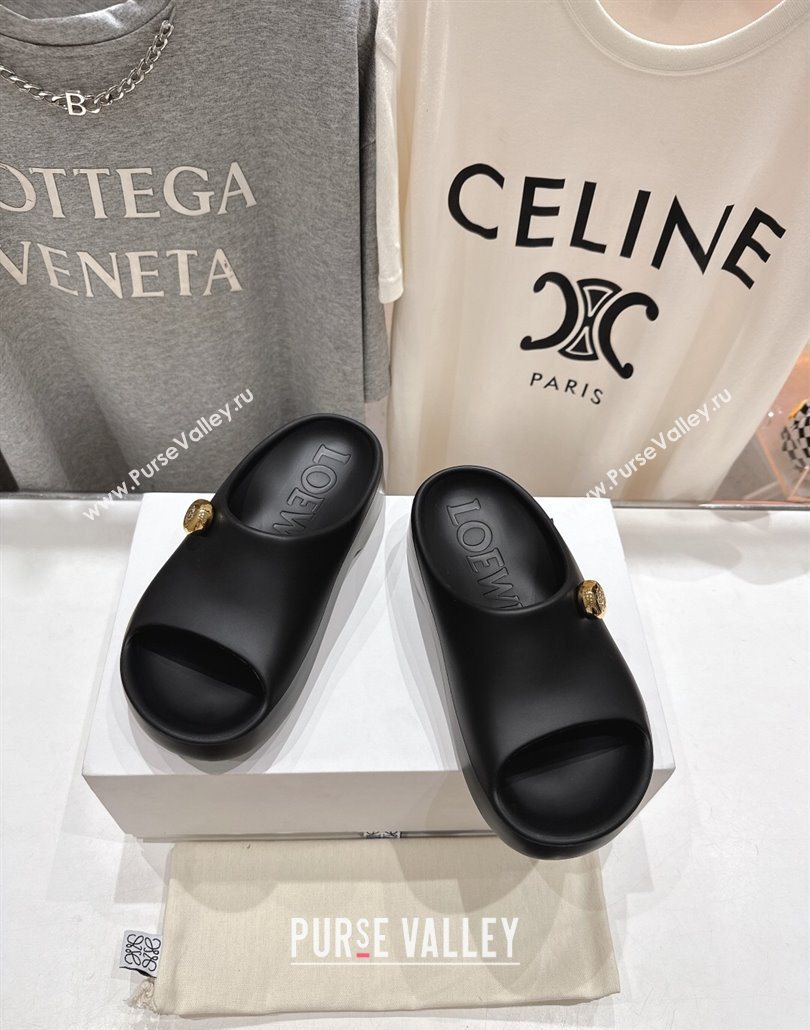 Loewe Foam Rubber Pebble slides sandal Black 2025 (MD-250605103)
