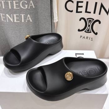 Loewe Foam Rubber Pebble slides sandal Black 2025 (MD-250605103)