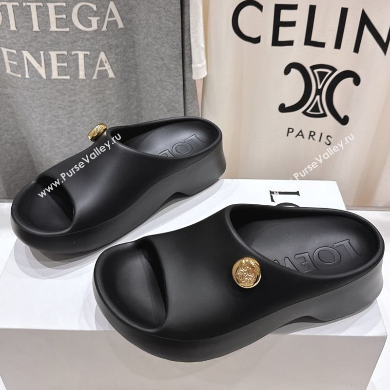 Loewe Foam Rubber Pebble slides sandal Black 2025 (MD-250605103)