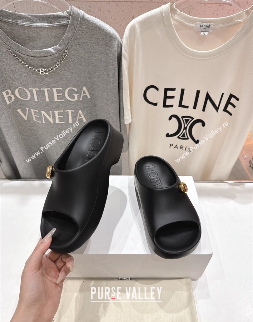 Loewe Foam Rubber Pebble slides sandal Black 2025 (MD-250605103)