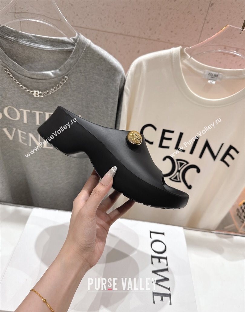 Loewe Foam Rubber Pebble slides sandal Black 2025 (MD-250605103)