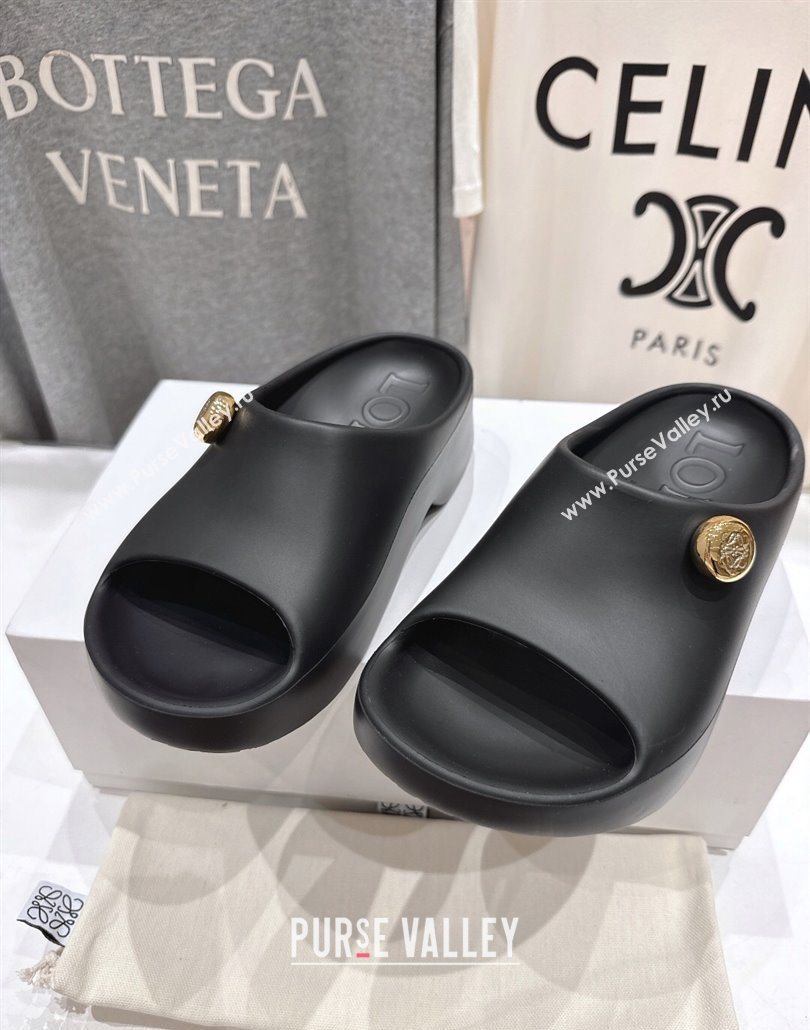 Loewe Foam Rubber Pebble slides sandal Black 2025 (MD-250605103)