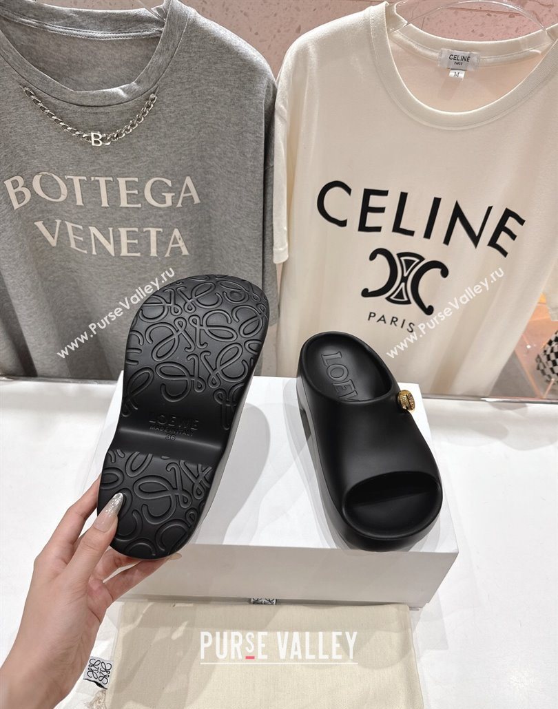 Loewe Foam Rubber Pebble slides sandal Black 2025 (MD-250605103)